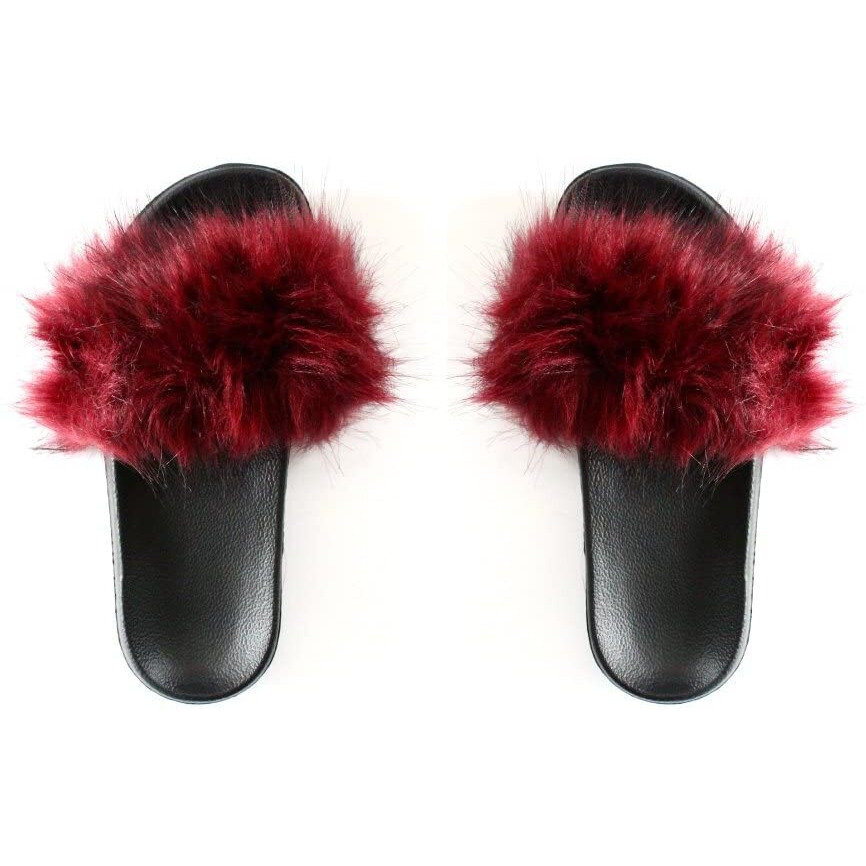 Coulter Collective LLC, creators of Knotty Accessories and Sweat Active Faux Fur Slides Burgundy