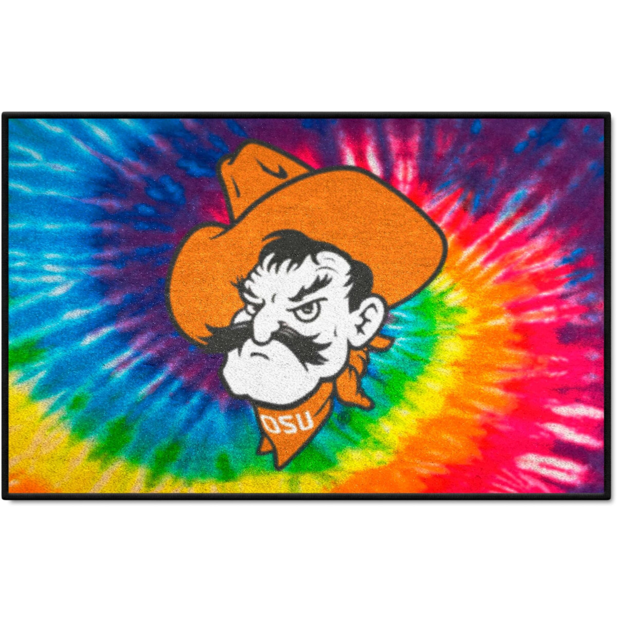 FANMATS 34043 NCAA - Oklahoma State Cowboys Tie Dye Starter Mat Accent Rug - 19in. x 30in.| Sports Fan Home Decor Rug and Tailgating Mat