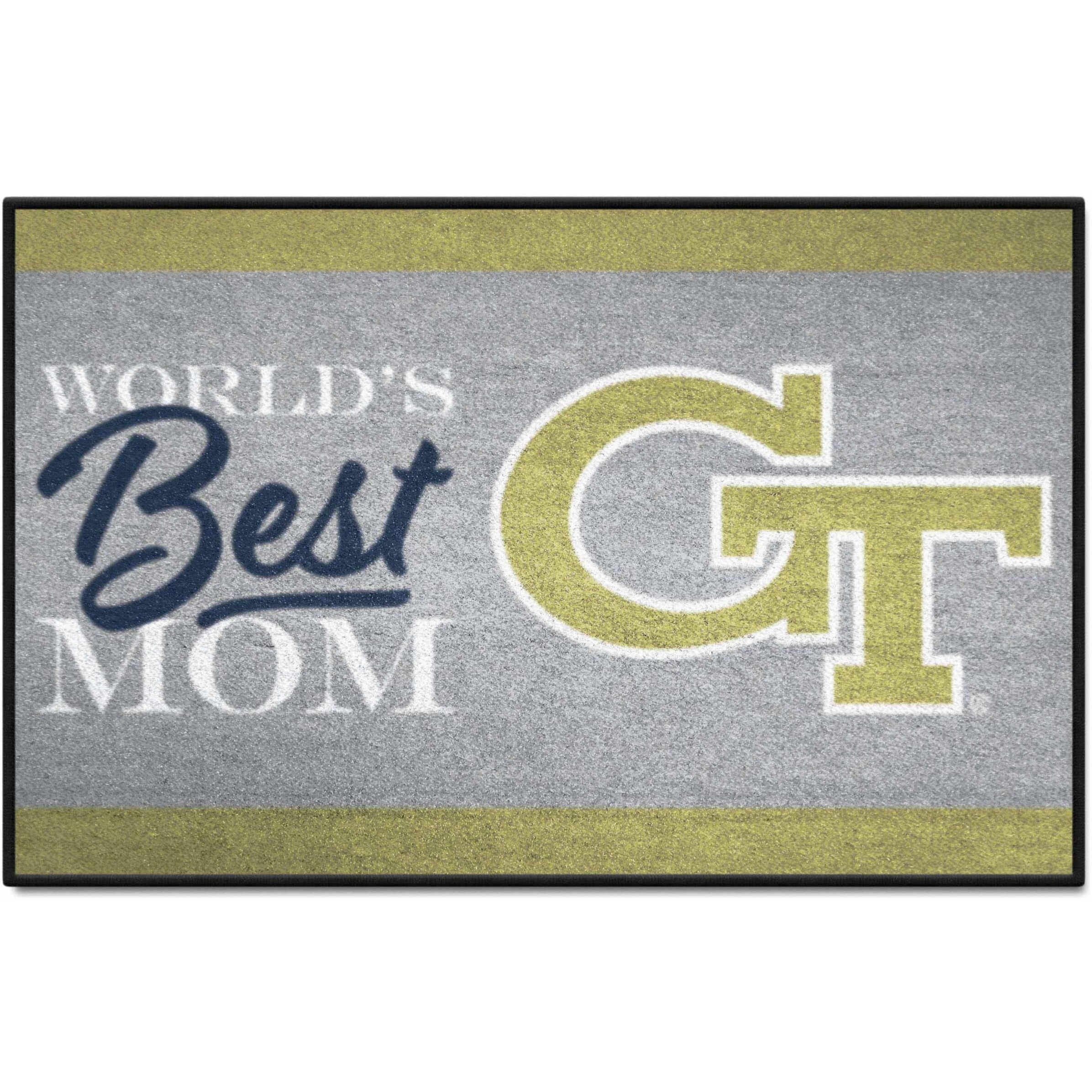 FANMATS 34542 NCAA - Georgia Tech Yellow Jackets World's Best Mom Starter Mat Accent Rug - 19in. x 30in.| Sports Fan Home Decor Rug and Tailgating Mat