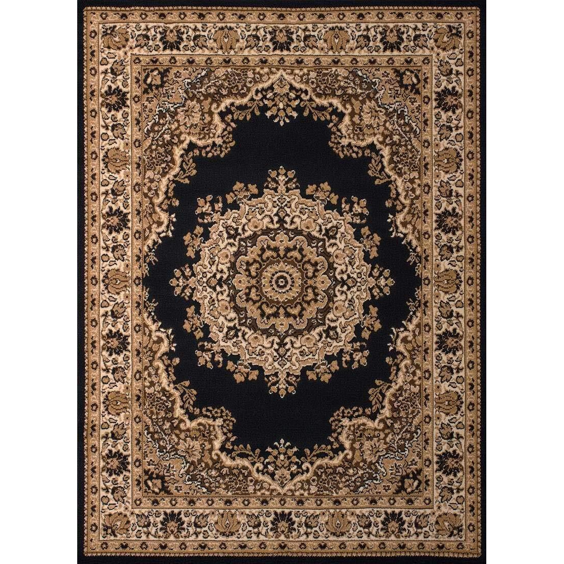 5 ft. 3 in. x 7 ft. 2 in. Dallas Floral Kirman Area Rug, Black