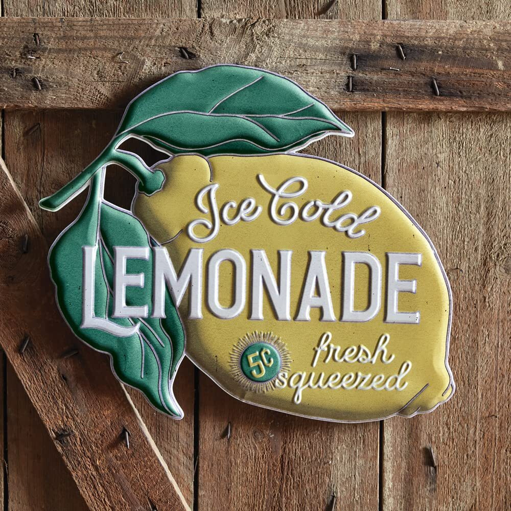 CTW Home Collection Ice Cold Lemonade Wall Decorative Sign, 20.5-inch Width, Home Decor, Wall Accent