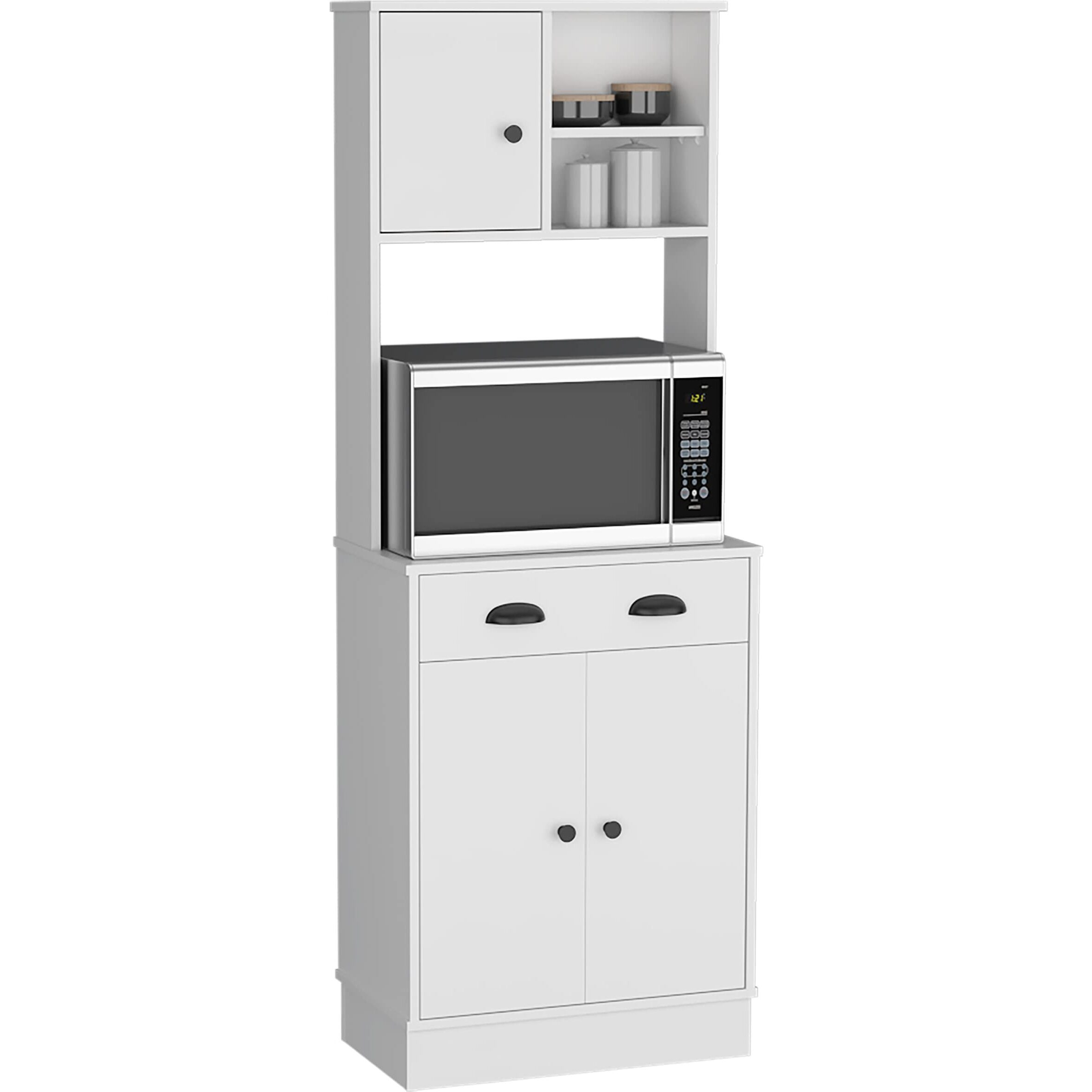 Selmer Pantry Cabinet with Drawer and 3-Doors, White - Kitchen