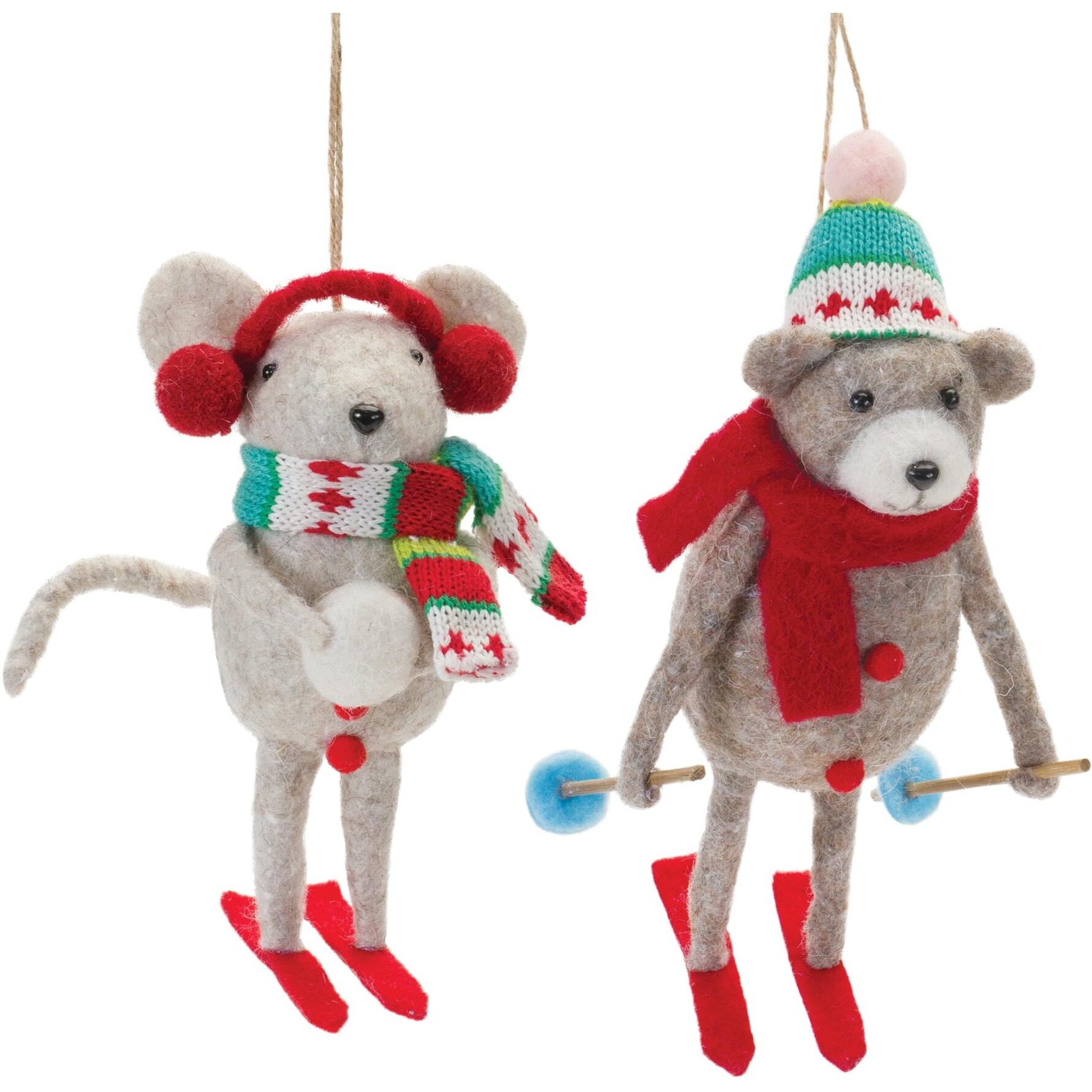 Melrose International Plush Ski Animal Ornament (Set of 12)