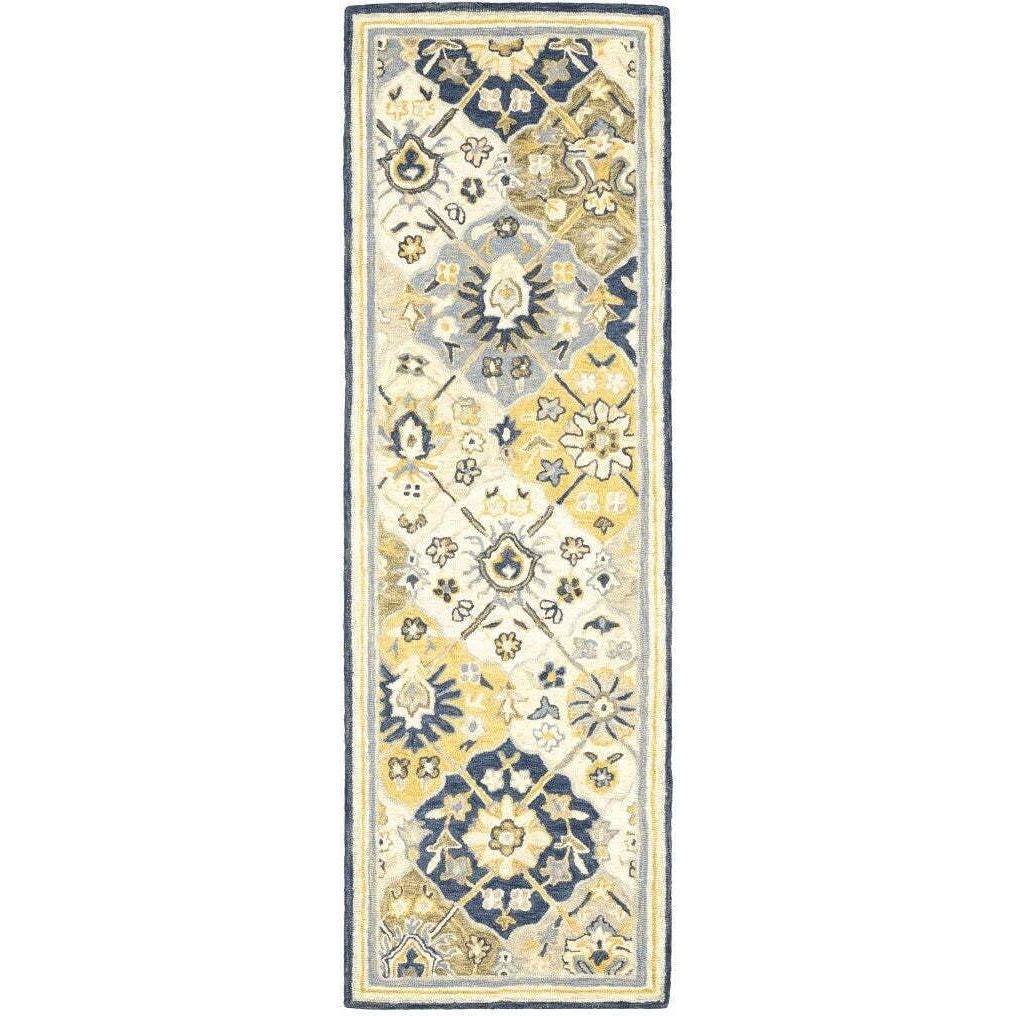 HomeRoots 508095 2 x 8 ft. Geometric Tufted Handmade Stain Resistant Runner Rug Multi Color