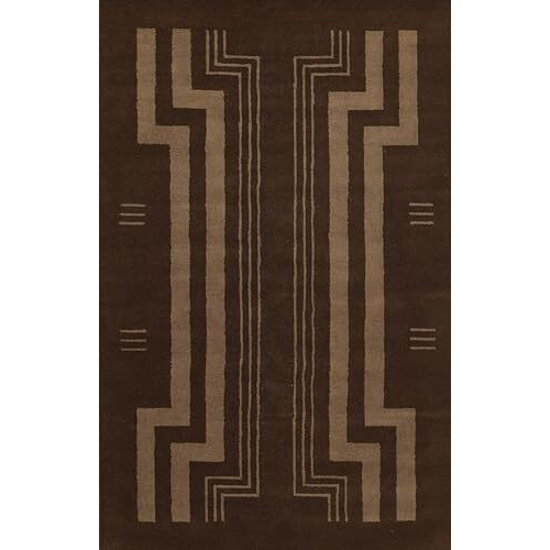 Momeni Simba Hand Tufted Wool Geometric Area Rug, Brown, 5' X 8'