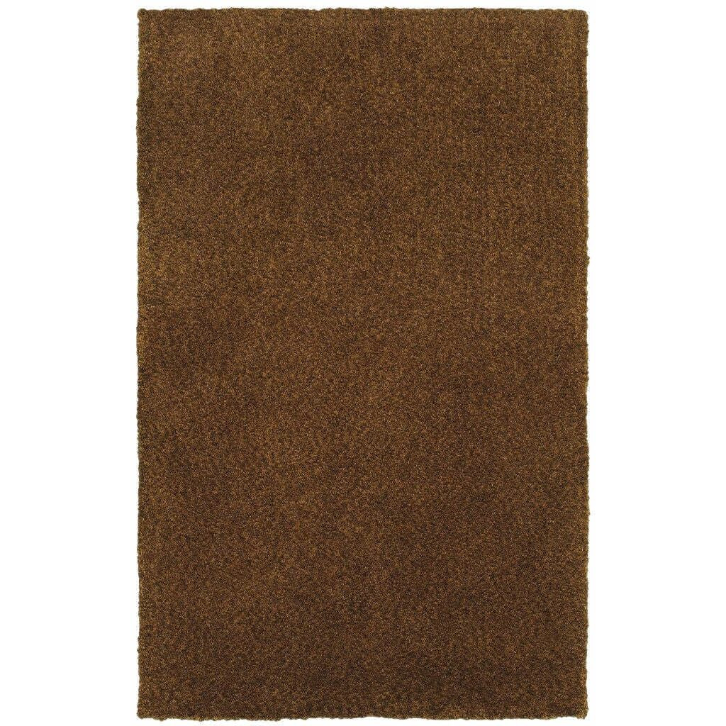 HomeRoots 508990 10 x 13 ft. Brown Shag Hand Tufted Handmade Stain Resistant Rectangle Area Rug