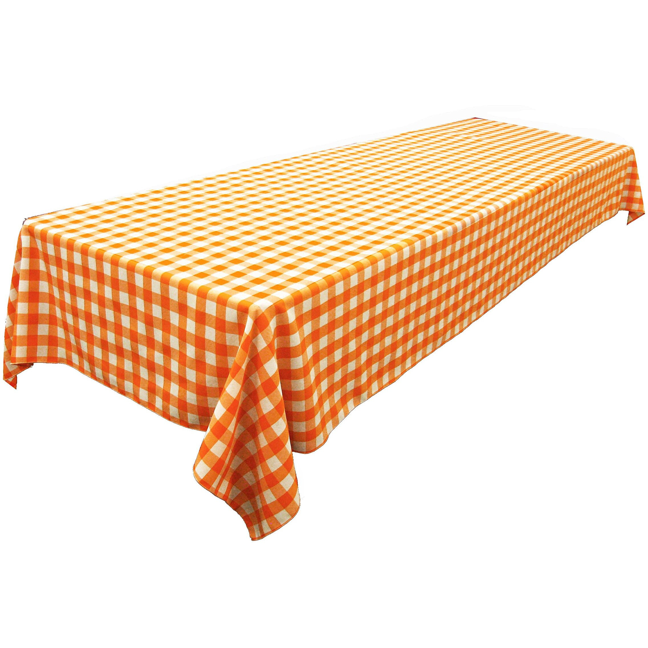 LA Linen Gingham Tablecloth - Checkered Tablecloth for Parties, Picnics & More - Farmhouse Tablecloth - Spring Tablecloth - Picnic Tablecloth - Cloth Tablecloths for Rectangle Tables - 60x102 Orange