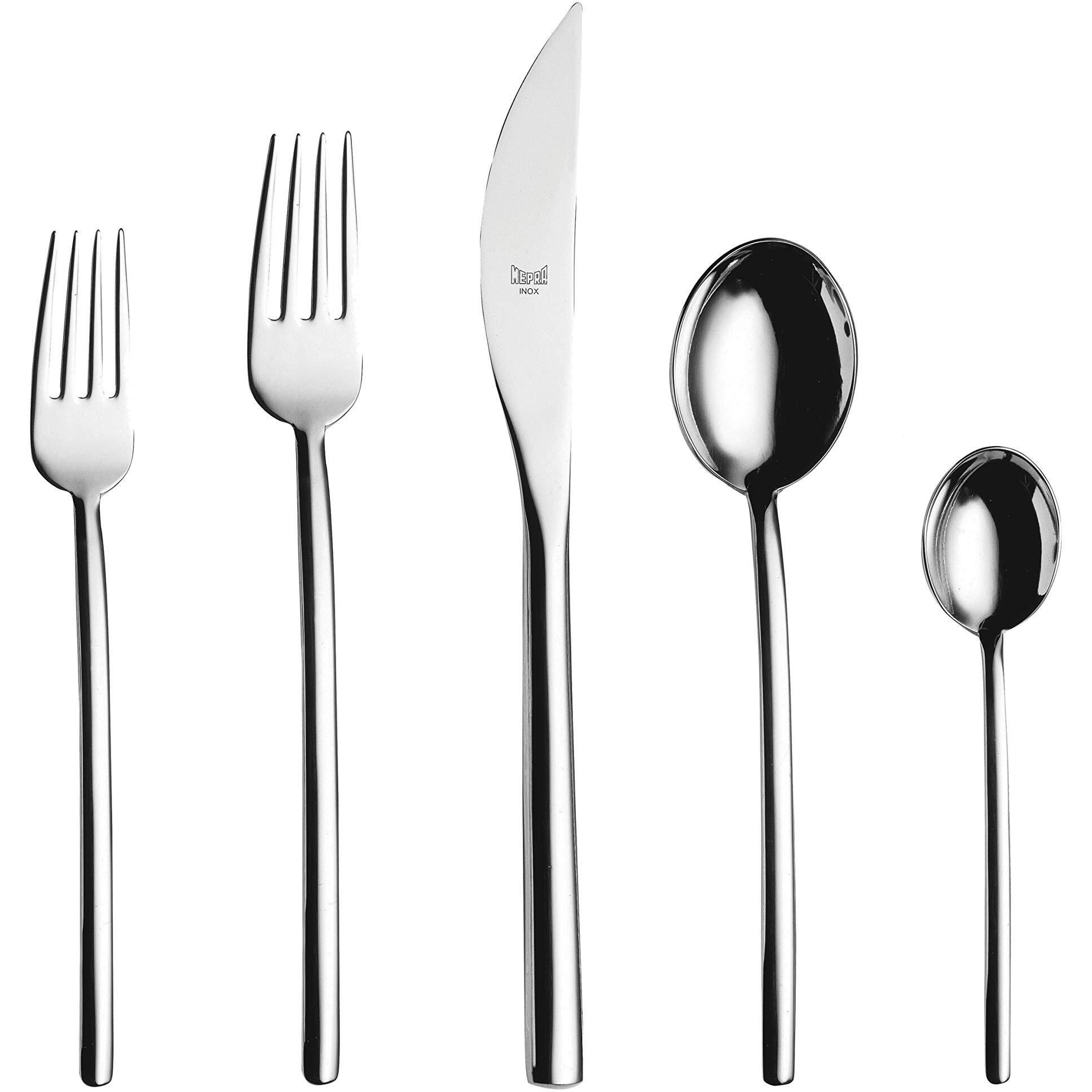 MEPRA 104422005 Due Cutlery Set [5 Piece Set] Metallic Finish, Dishwasher Safe Cutlery