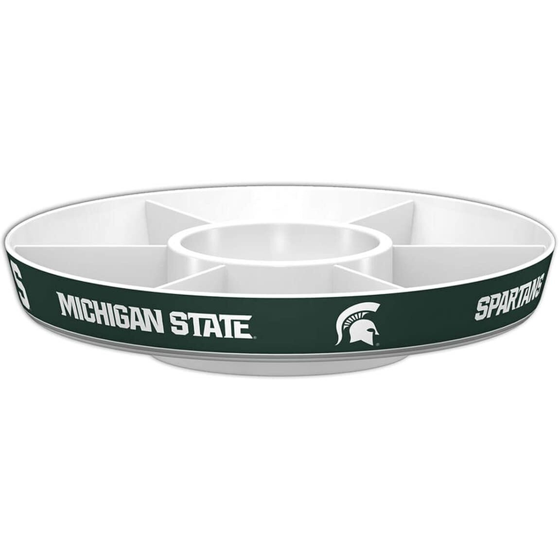 Fremont Die NCAA Michigan State Spartans Party Platter, 14.5" Diameter, 14.5" Diameter, White/Team Colors