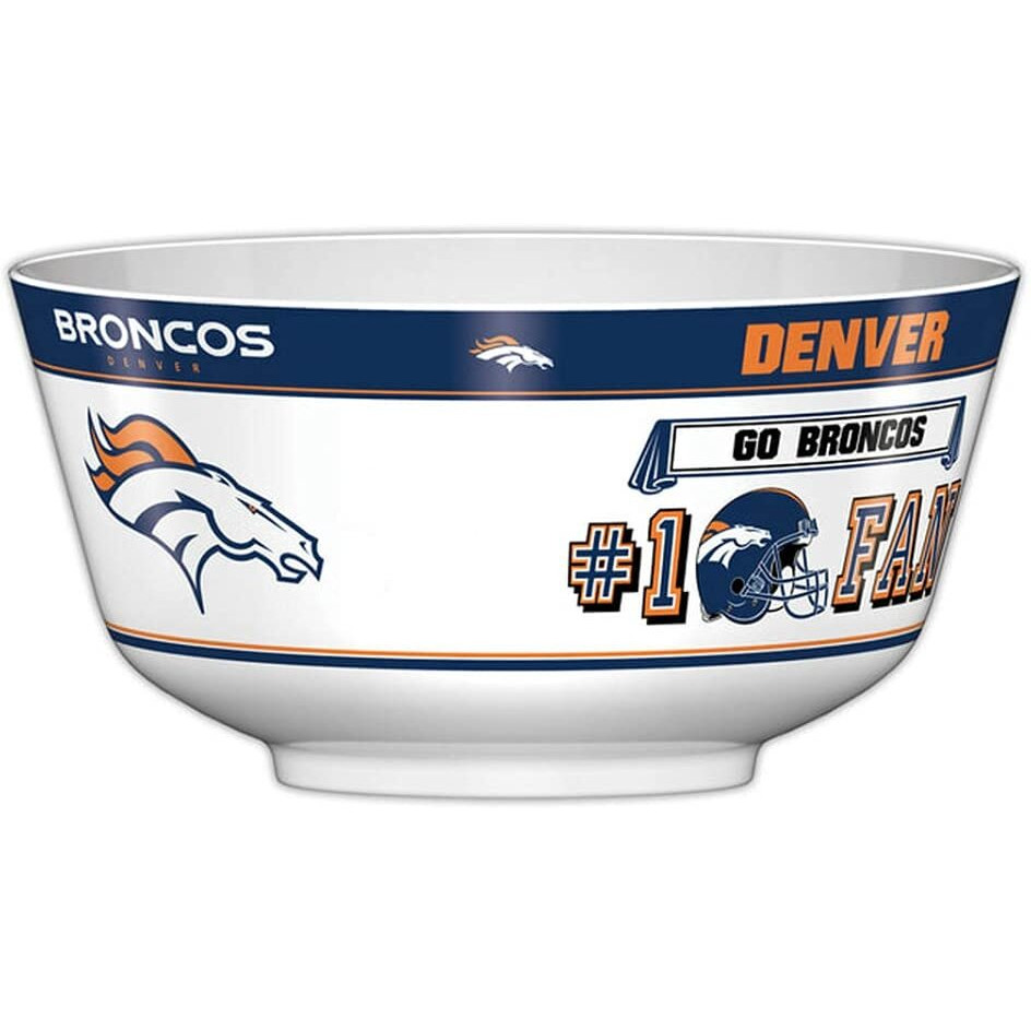 Fremont Die NFL Denver Broncos Party Snack Bowl, 11.75" Bowl (2 Gallon), White/Team Colors