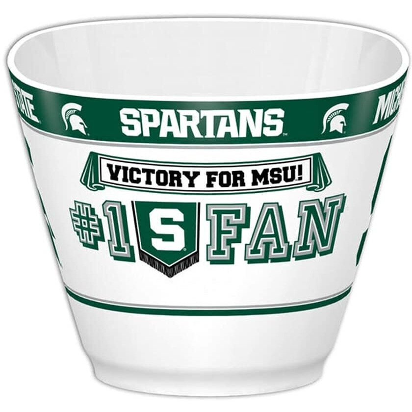 Fremont Die NCAA Michigan State Spartans Party Snack Bowl, 11.75" Bowl (2 Gallon), White/Team Colors