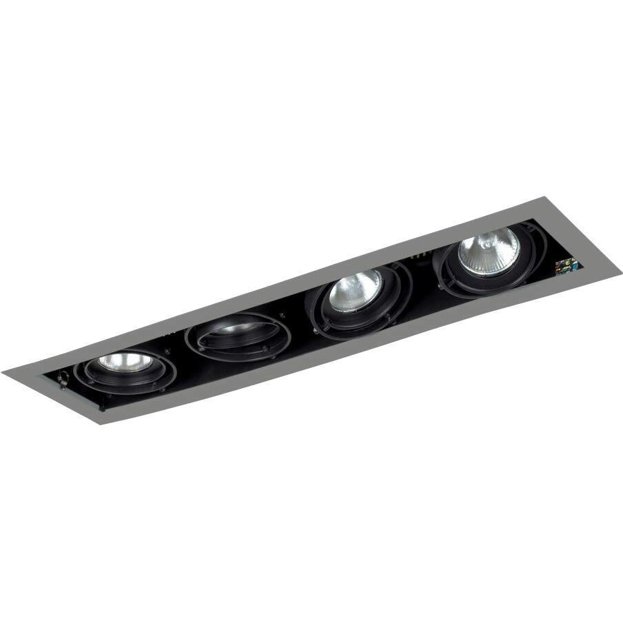 Jesco Lighting MGP20-4SB Modulinear Directional Lighting for New Construction, Double Gimbal PAR20 4-Light Linear, Black Interior with Silver Trim