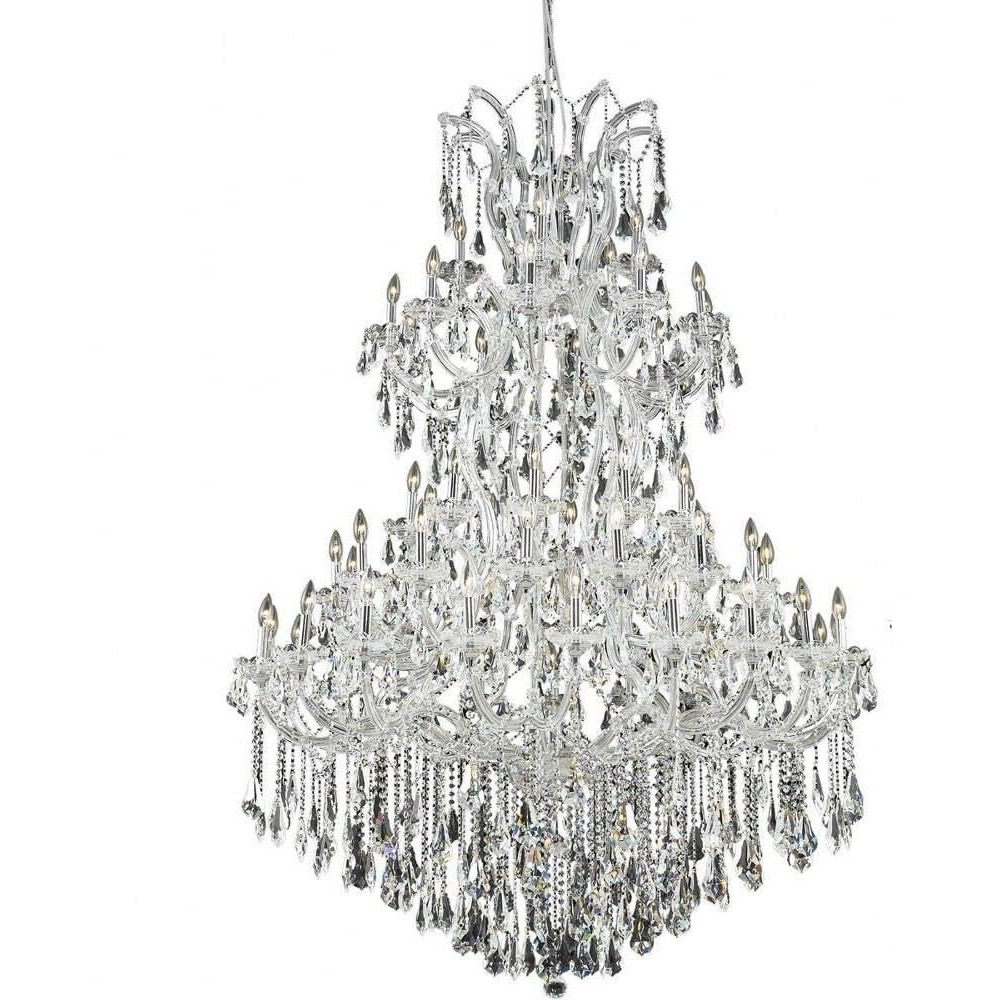 Elegant Lighting 2801G54C/RC Royal Cut Clear Crystal Maria Theresa 61-Light, Five-Tier Crystal Chandelier, Finished in Chrome with Clear Crystals