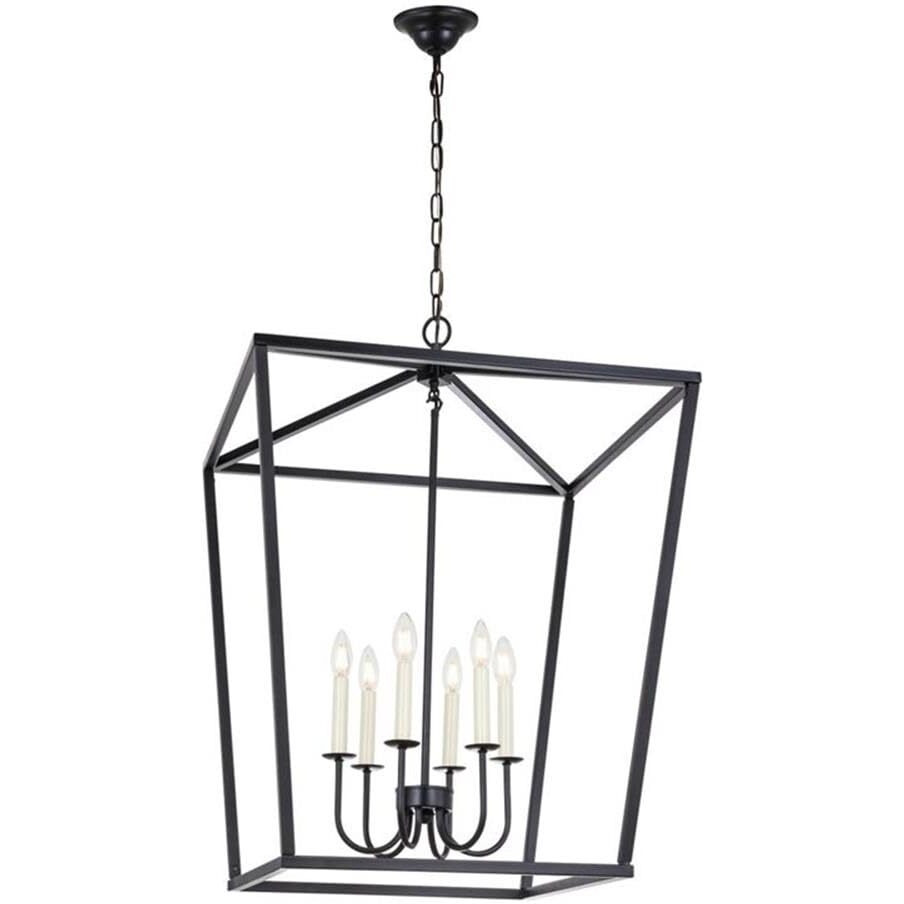 Living District Maddox 6-Light Metal Chandelier in Black Finish