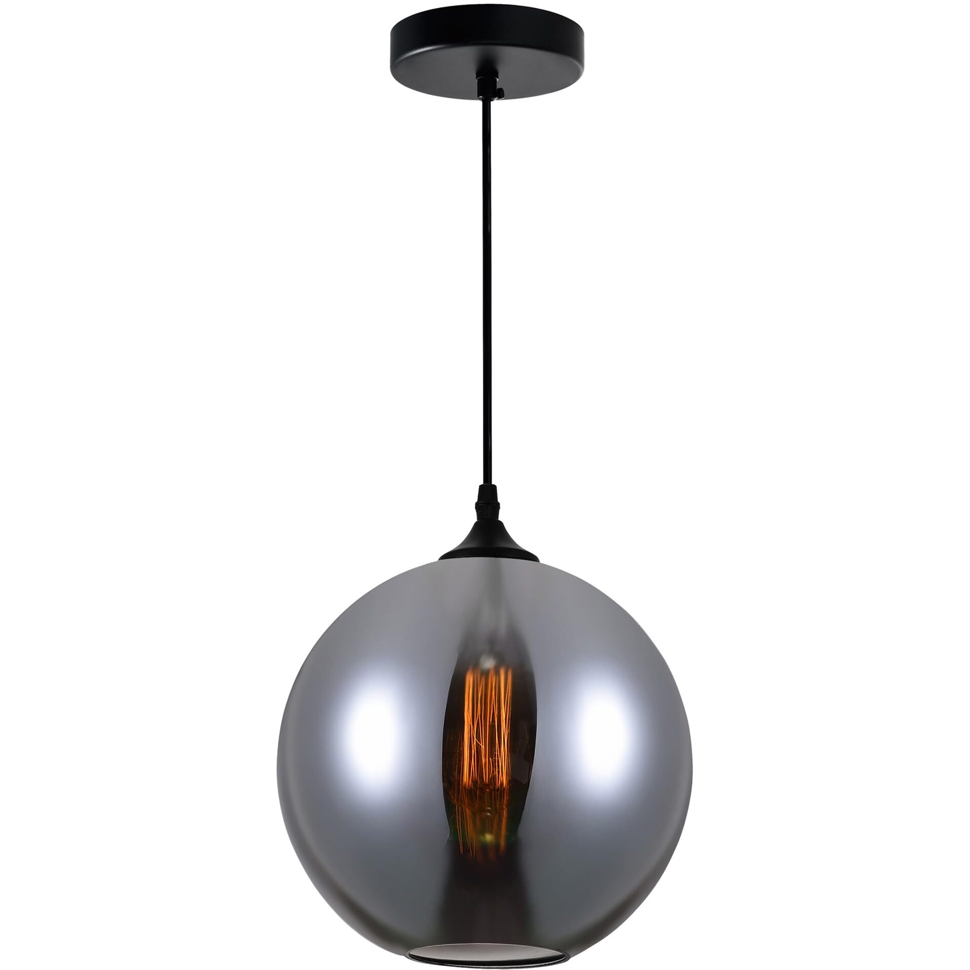 CWI Lighting Glass 1 Light Down Mini Pendant with Smoke Finish Fom