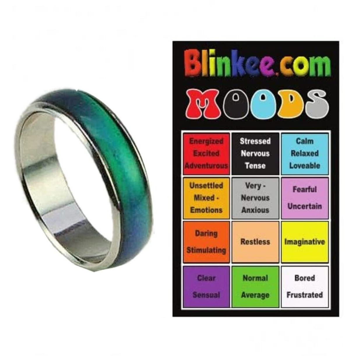 blinkee Free Mood Ring with Mood Ring Color Chart