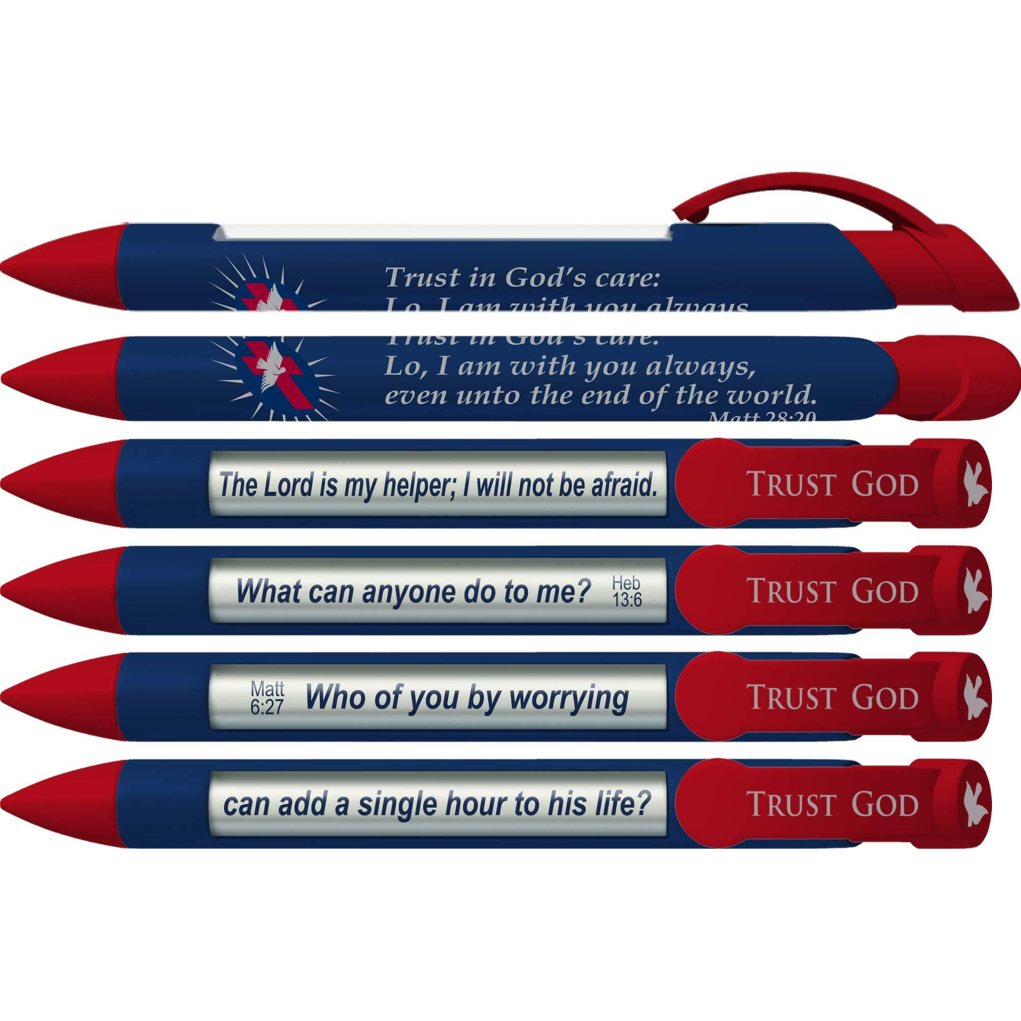 Greeting Pen &quotTrust God" Scripture Pens, Scripture Verses with Rotating Messages, 6 Pen Set (36035)