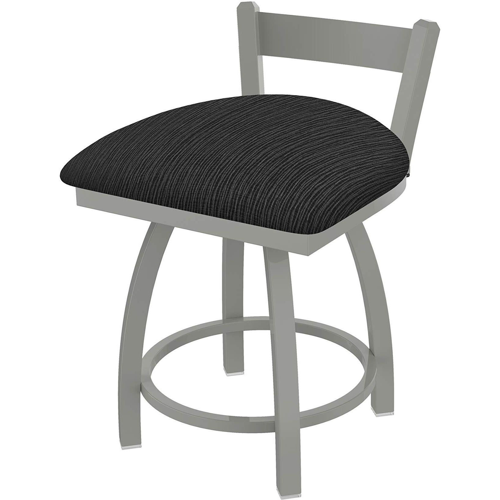 821 Catalina 18" Low Back Swivel Vanity Stool with Anodized Nickel Finish and Graph Coal Seat