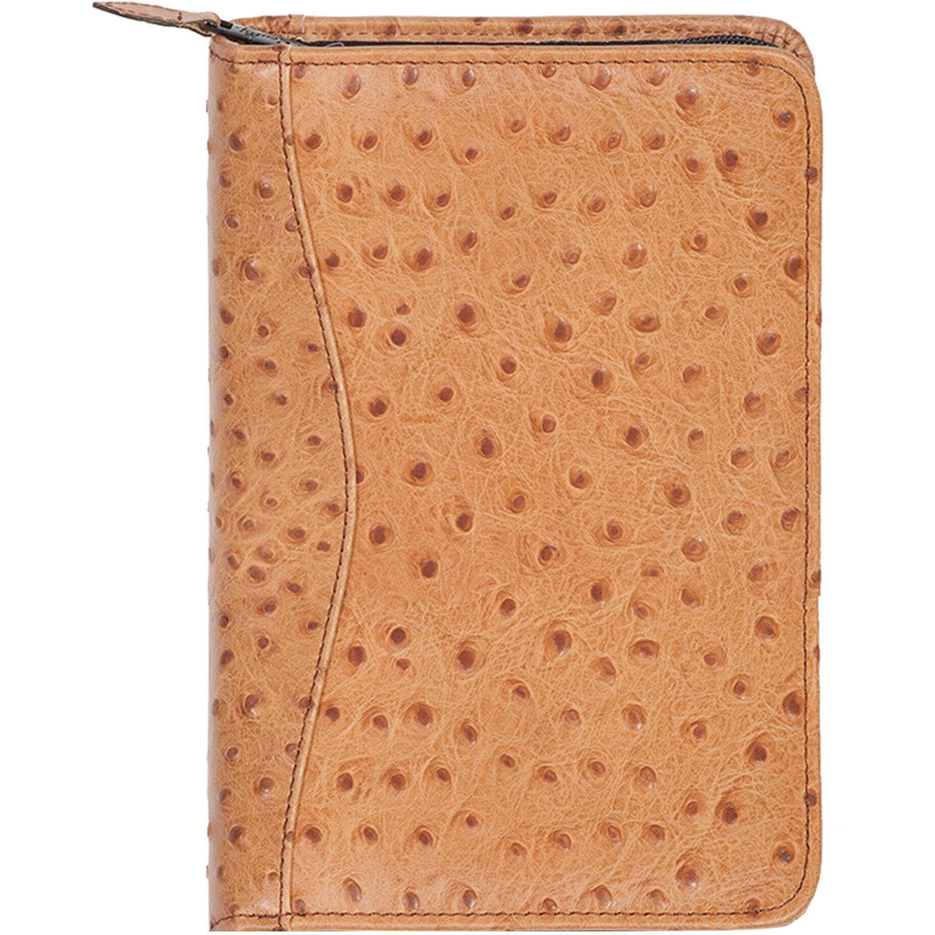 Scully Ostrich Embossed Leather Junior Zip Padfolio (Ostrich BRN)