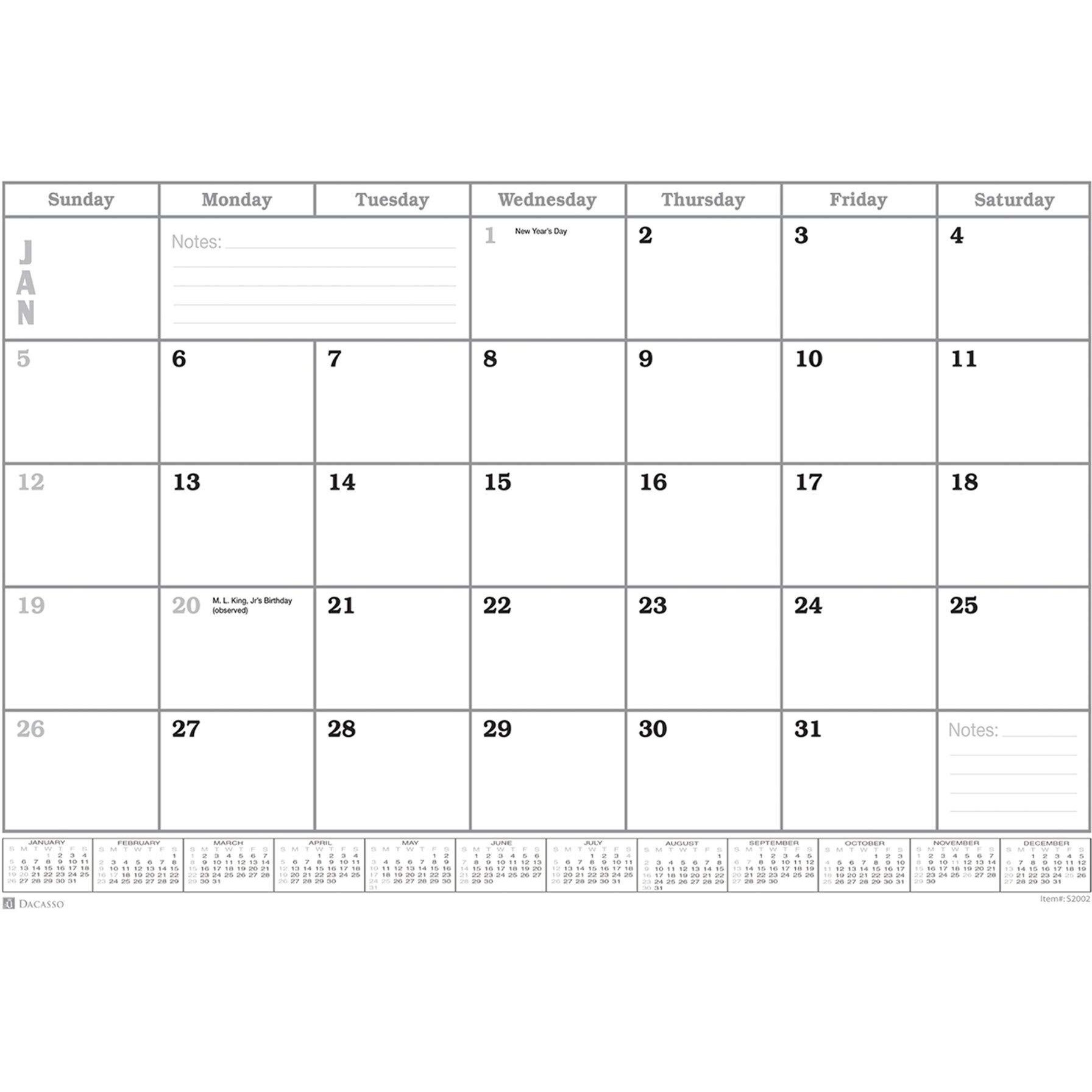 2024 Desk Pad Monthly Calendar Insert, 32.875" x 18.875"