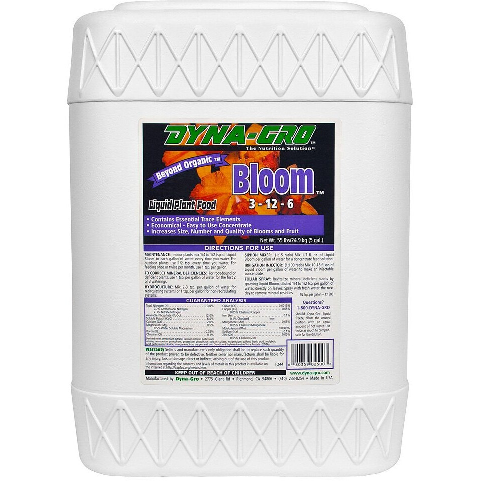 Dyna-Gro DYBLM500 BLM-500 5 Gallon Bloom 3-12-6 Liquid Plant Food, White