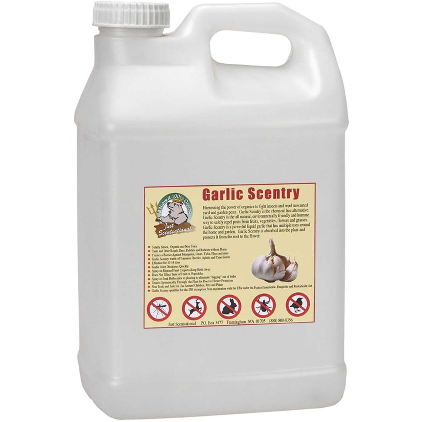 Just Scentsational Bare Ground Solutions GCS-2.5P All Natural Liquid Garlic Concentrate Barrier and Repellent, 320 oz (2.5 Gallons)