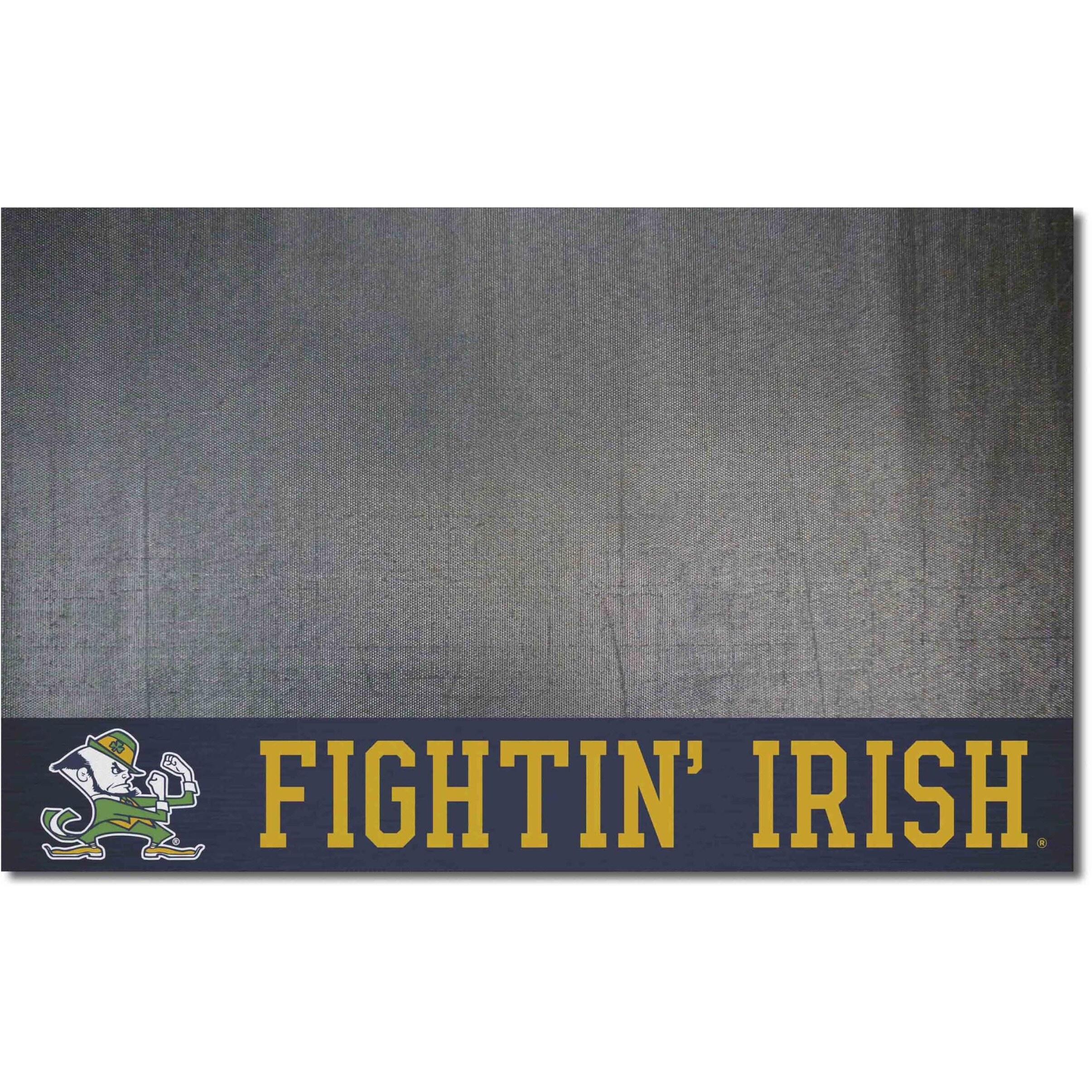 FANMATS 22925 Notre Dame Fighting Irish Vinyl Grill Mat - 26in. x 42in. - Deck Patio Protective Mat | Oil, Flame, and UV Resistant - Leprechaun Alternate Logo