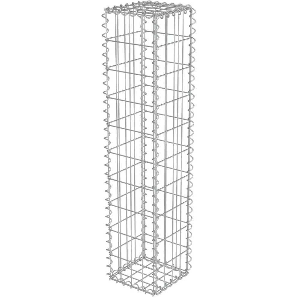 vidaXL Gabion Basket with Lids, Galvanised Steel Gabion Wall, Rectangular Gabion Cage for Garden, High Load Capacity, 7.9&quotx7.9&quotx39.4"