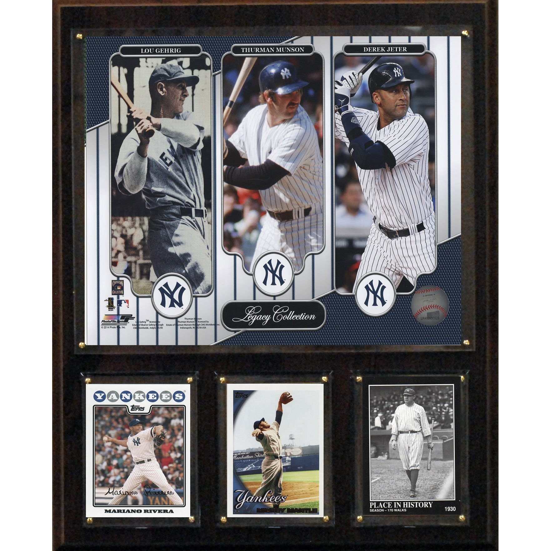 MLB New York Yankees Jeter-Gehrig-Munson Legacy Collection Plaque, 12 x 15-Inch