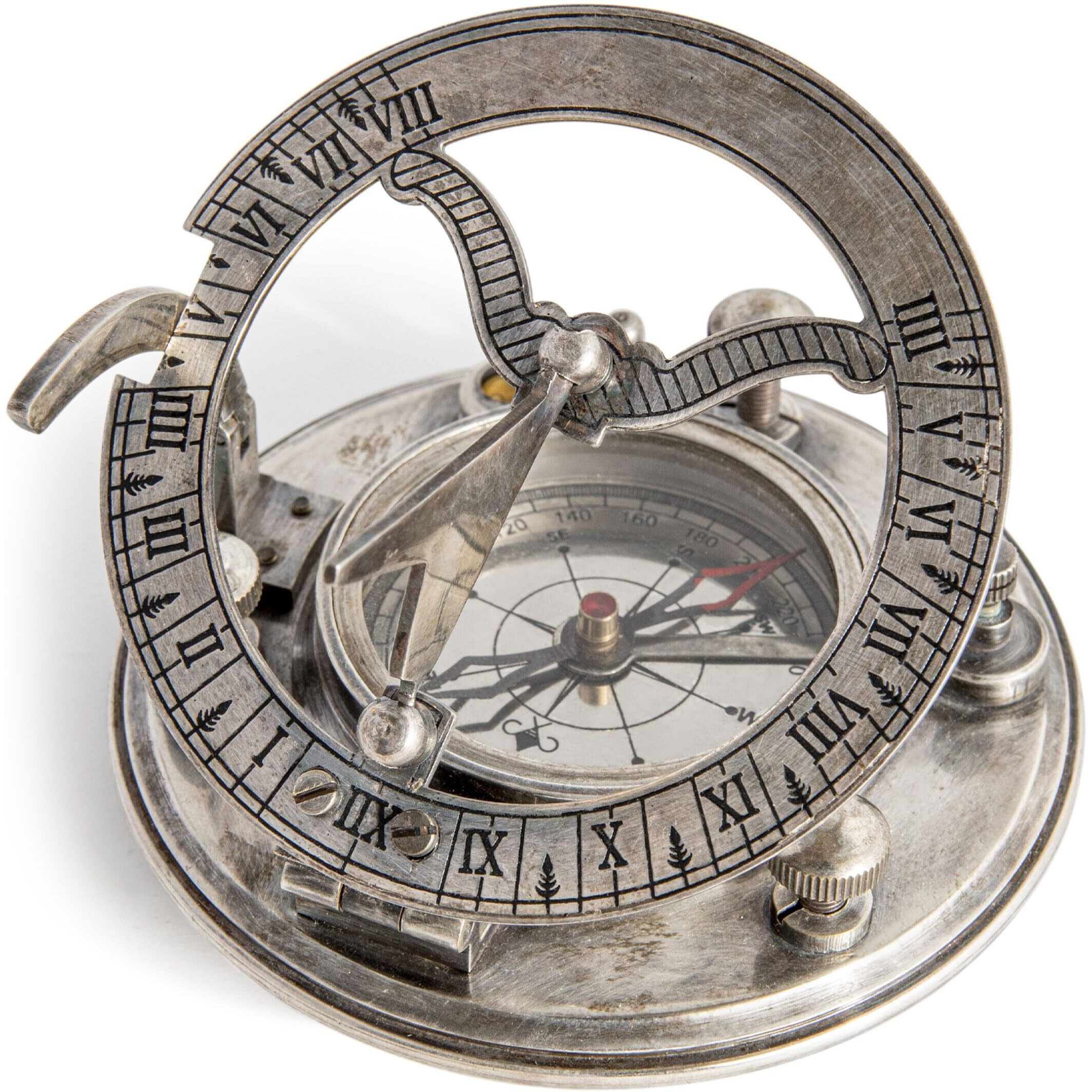 Authentic Models, Mariner's Compass, Classic Vintage Nautical Piece, Polished Aluminum Finish - 3.6" D