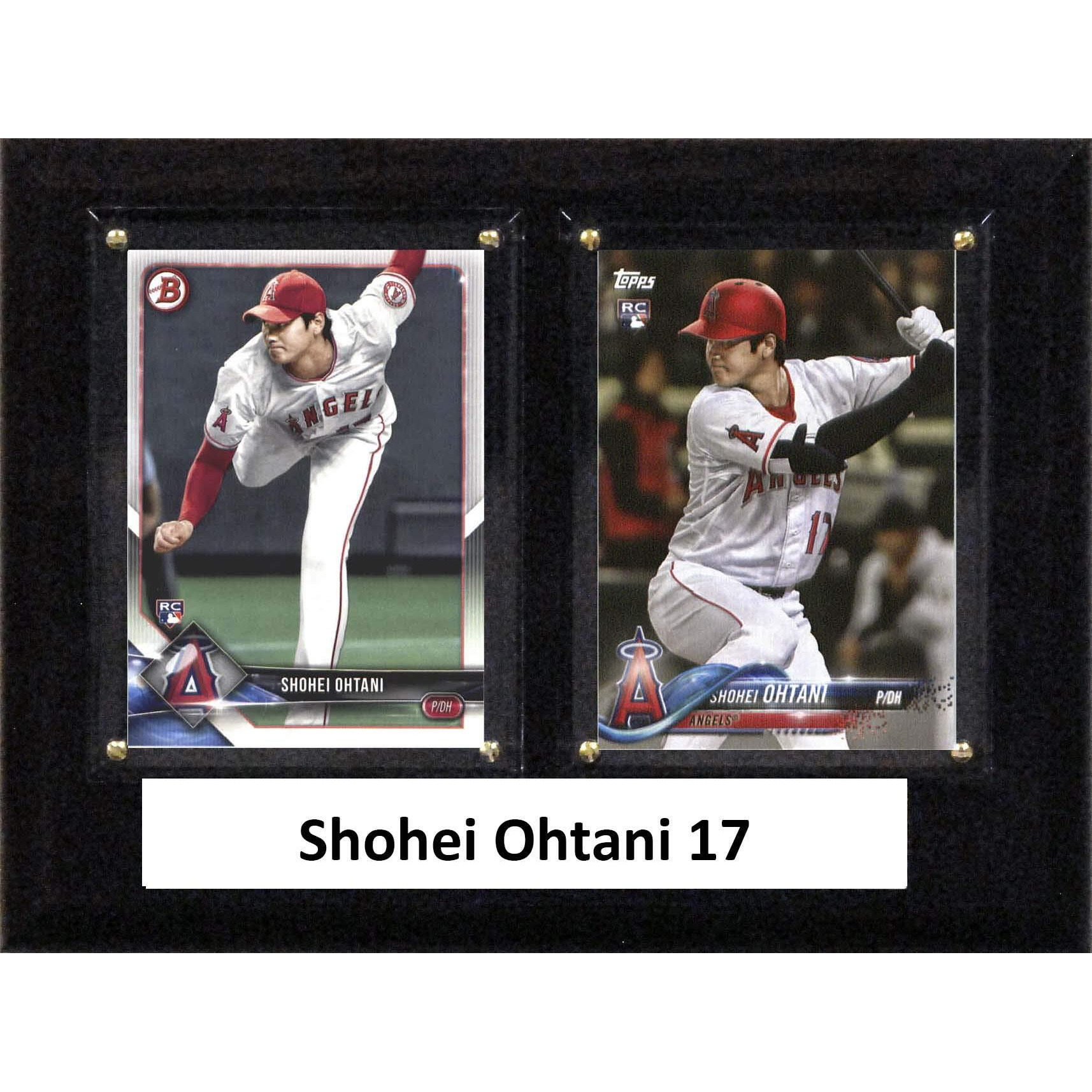 MLB Los Angeles Angels Mens 68OHTANIMLB 6&quotx8" Shohei Ohtani Los Angeles Angels Two Card Plaque, Brown, N/A