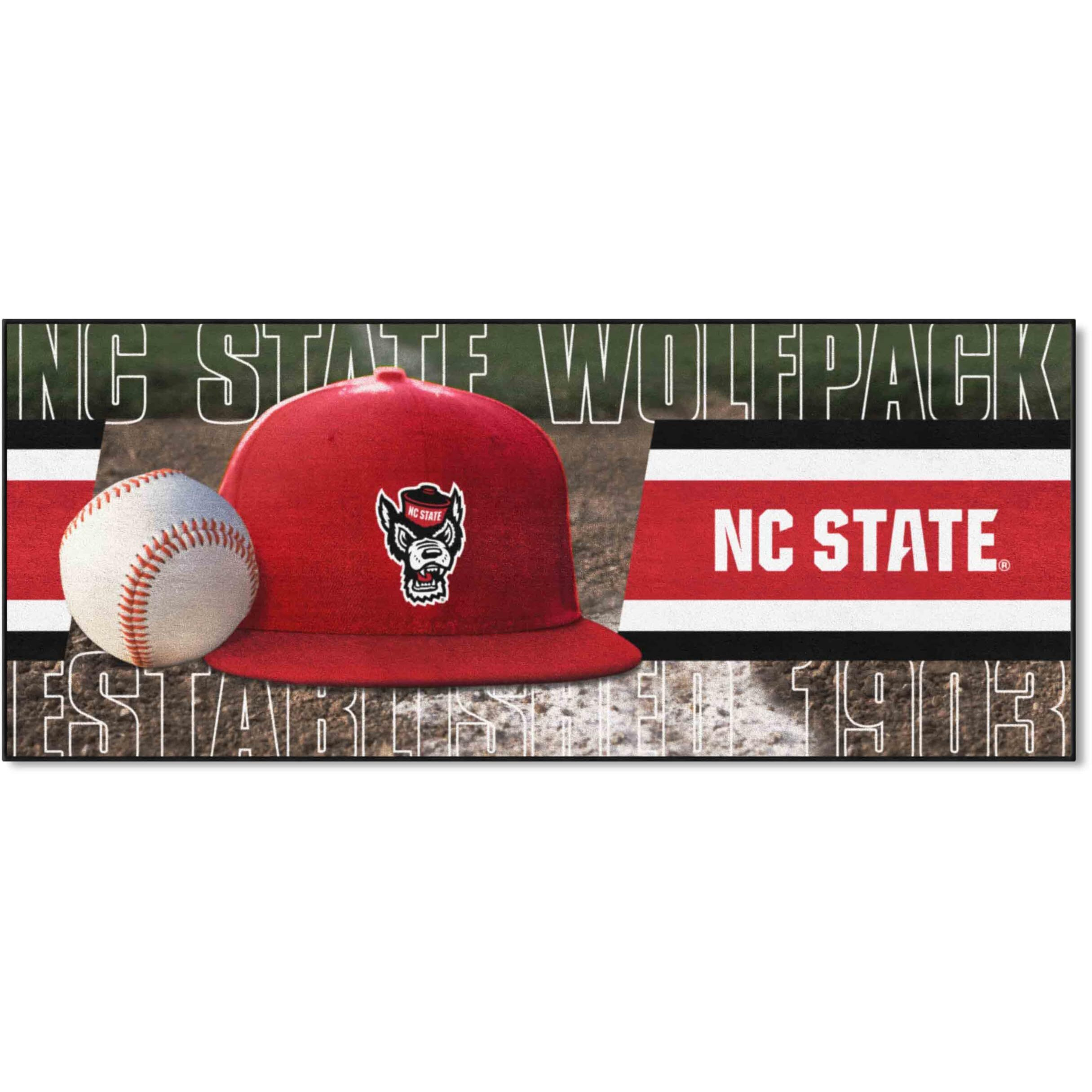 FANMATS 28012 NCAA - NC State Wolfpack Baseball Runner Rug - 30in. x 72in. | Sports Fan Area Rug Mat and Tailgating Mat