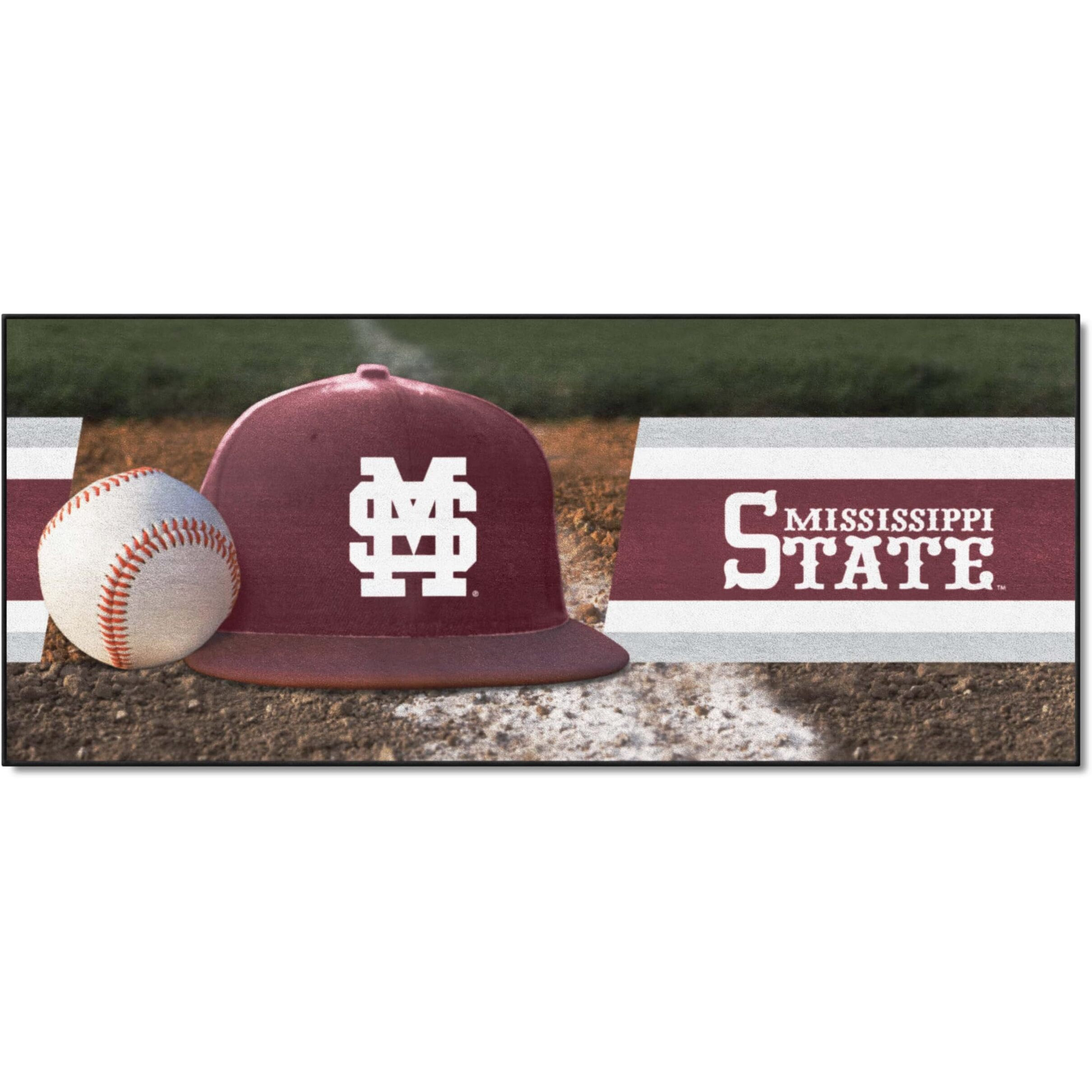 FANMATS 27825 NCAA - Mississippi State Bulldogs Baseball Runner Rug - 30in. x 72in. | Sports Fan Area Rug Mat and Tailgating Mat