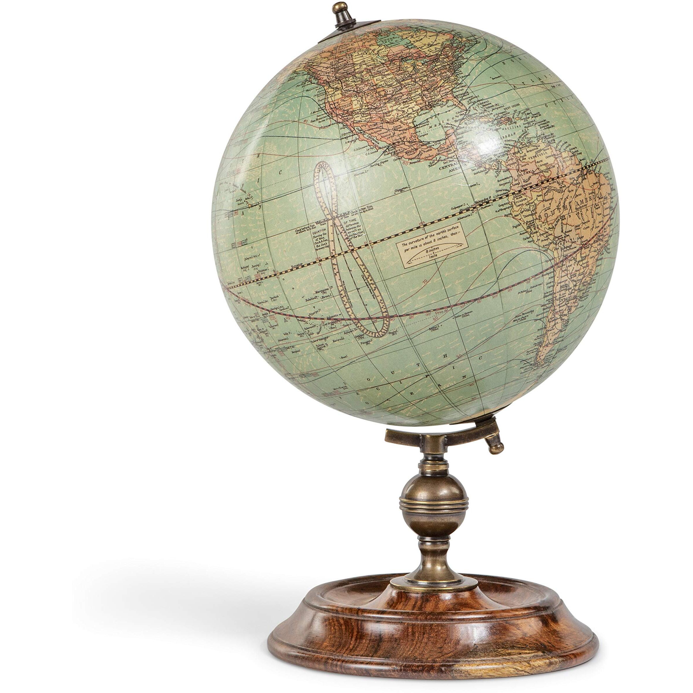 Weber Costello 1921 Classic Stand Globe by Authentic Models - Home Office World Globe with Stand - Spinning Globe Featuring Legendary Cartographers - Desktop Globes for Adults