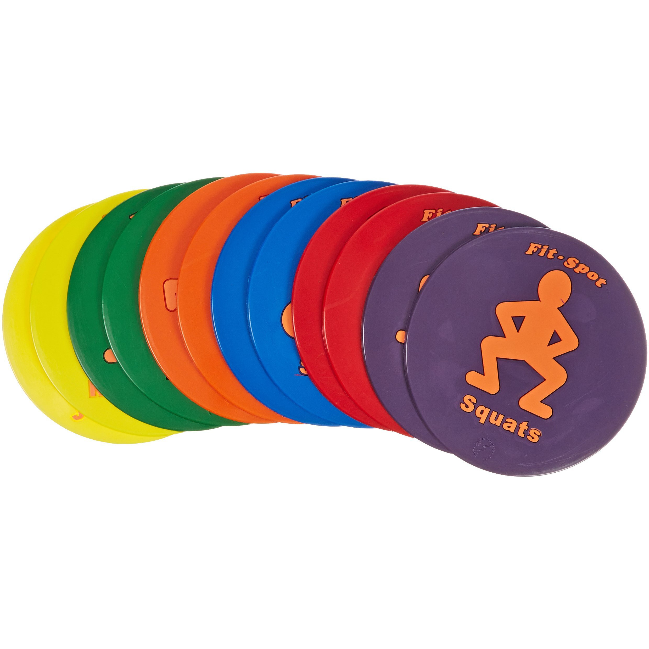 Sportime Vinyl Fit Spots with Imprinted Physical Activities, Assorted Colors, 9" Dia. (Set of 12)