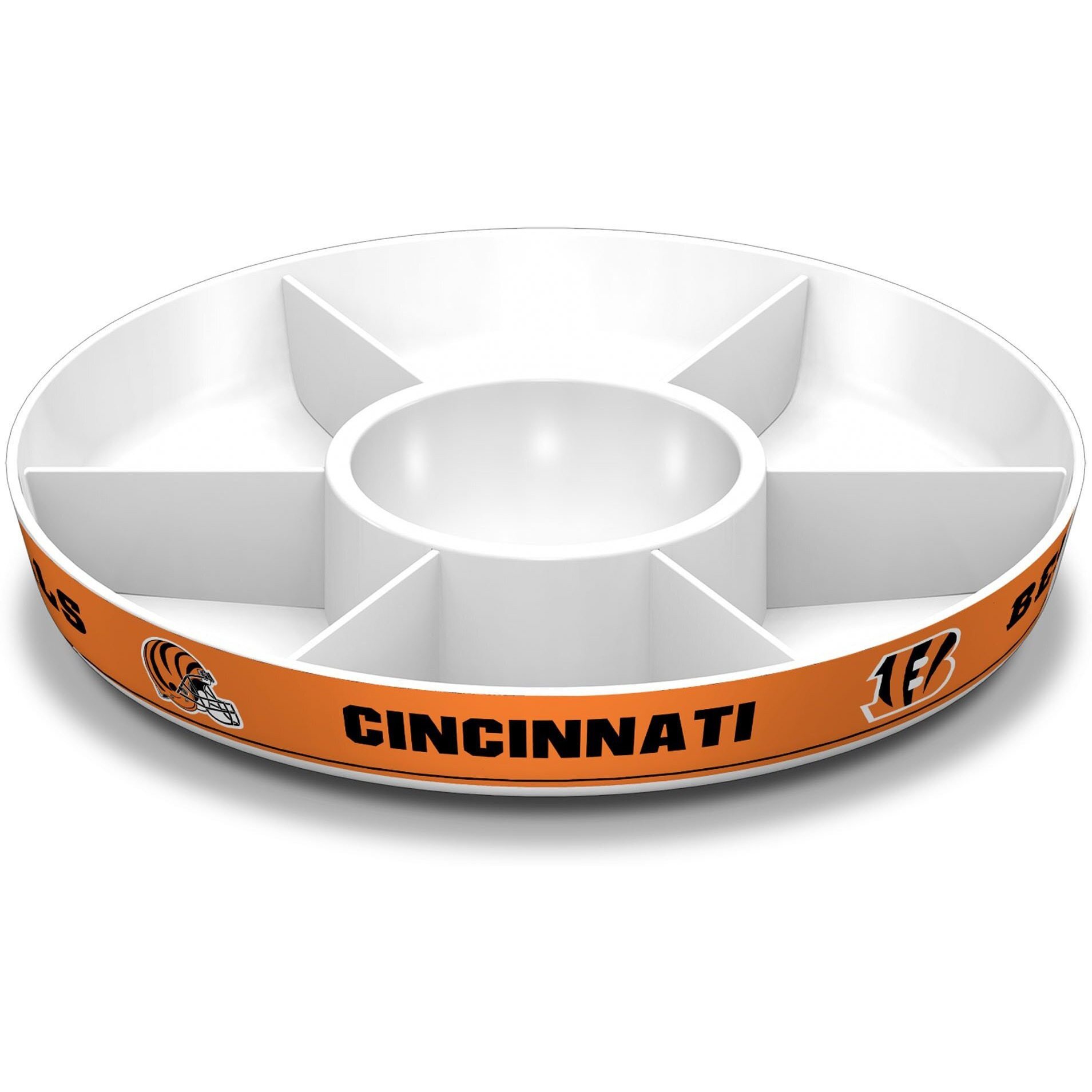 Fremont Die NFL Cincinnati Bengals Party Platter, 14.5" Diameter, 14.5" Diameter, White/Team Colors