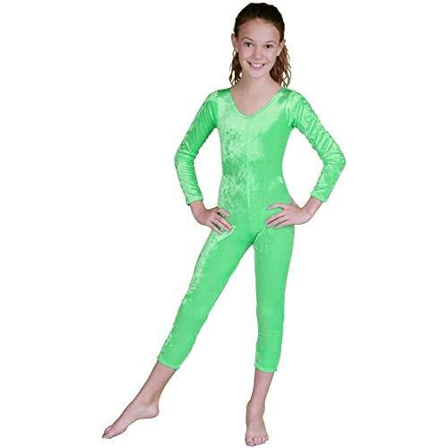 212 Main Girls Velvet Unitard, Lime - Small 5-6