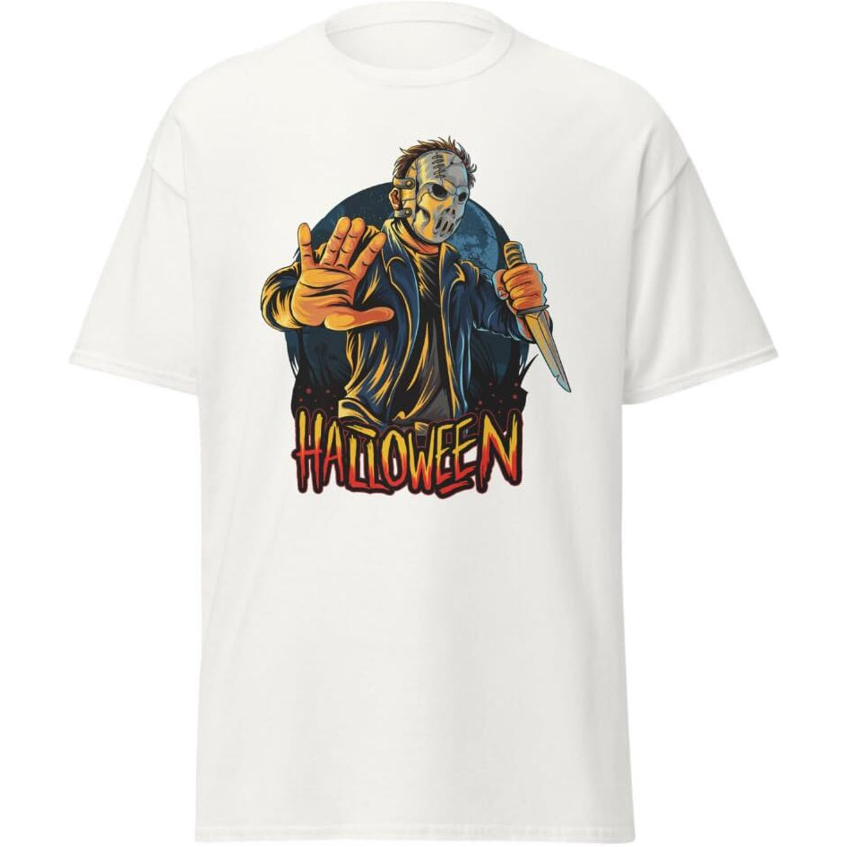 Halloween Jason With Dager Classic Fashion Blue T-Shirt Merchyprint  Size Medium(D0102Hgdnhu)