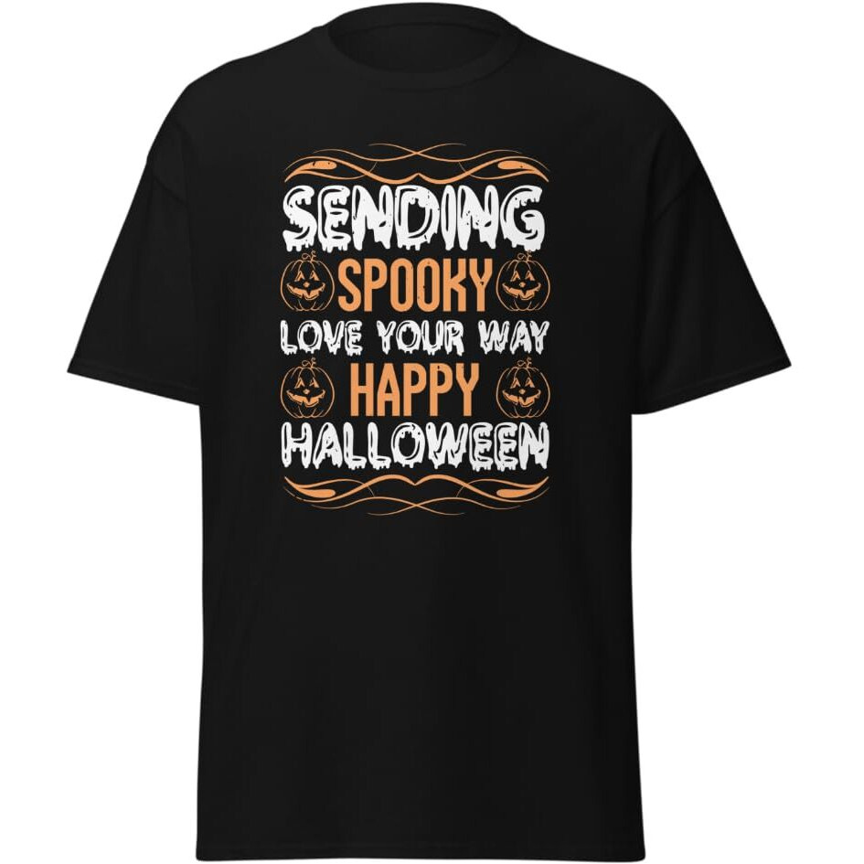 Spooky Love Happy Halloween Pumpkin T-Shirt Design Merchyprint Black   Size Medium(D0102Hgd46G)