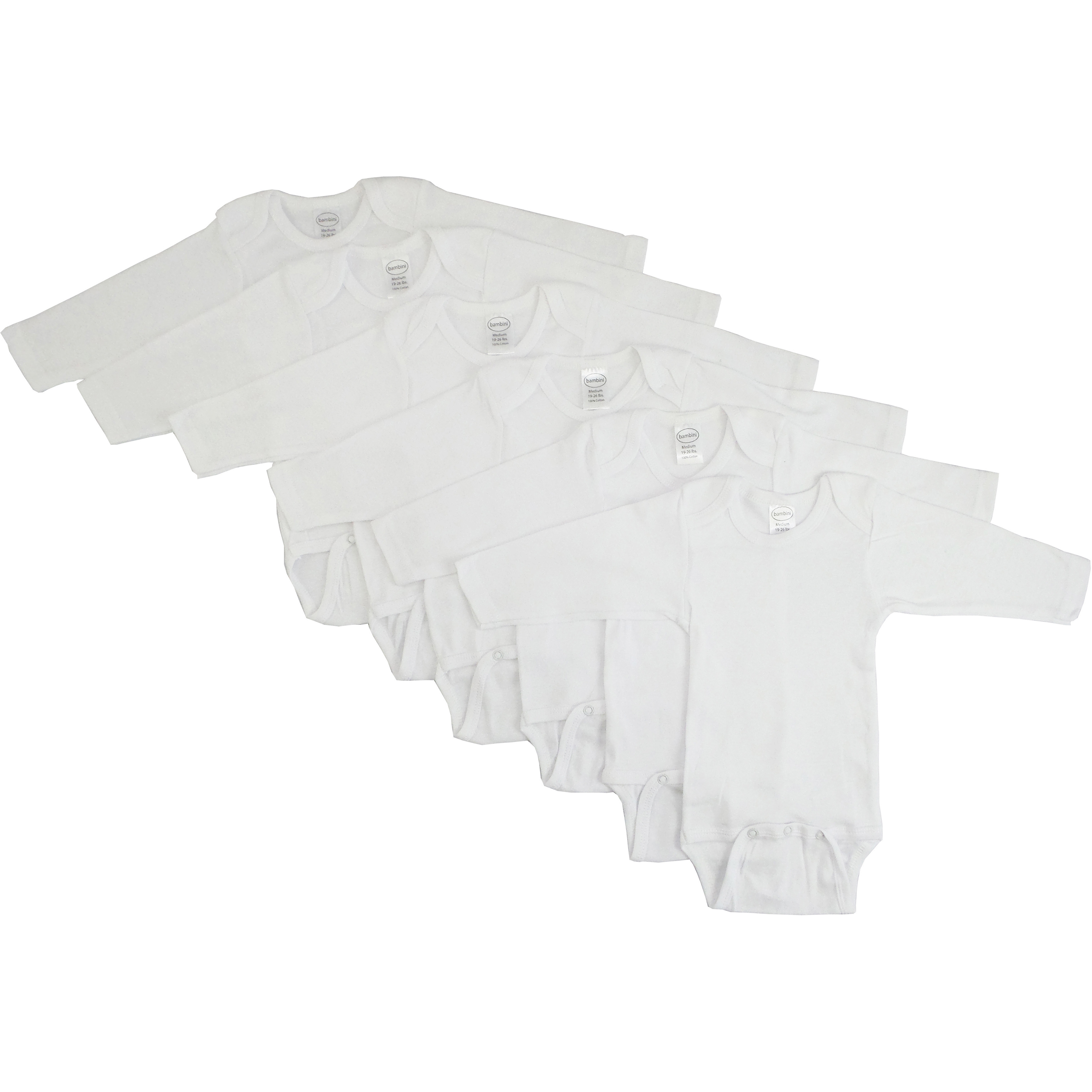 Long Sleeve White Onezie 6 Pack