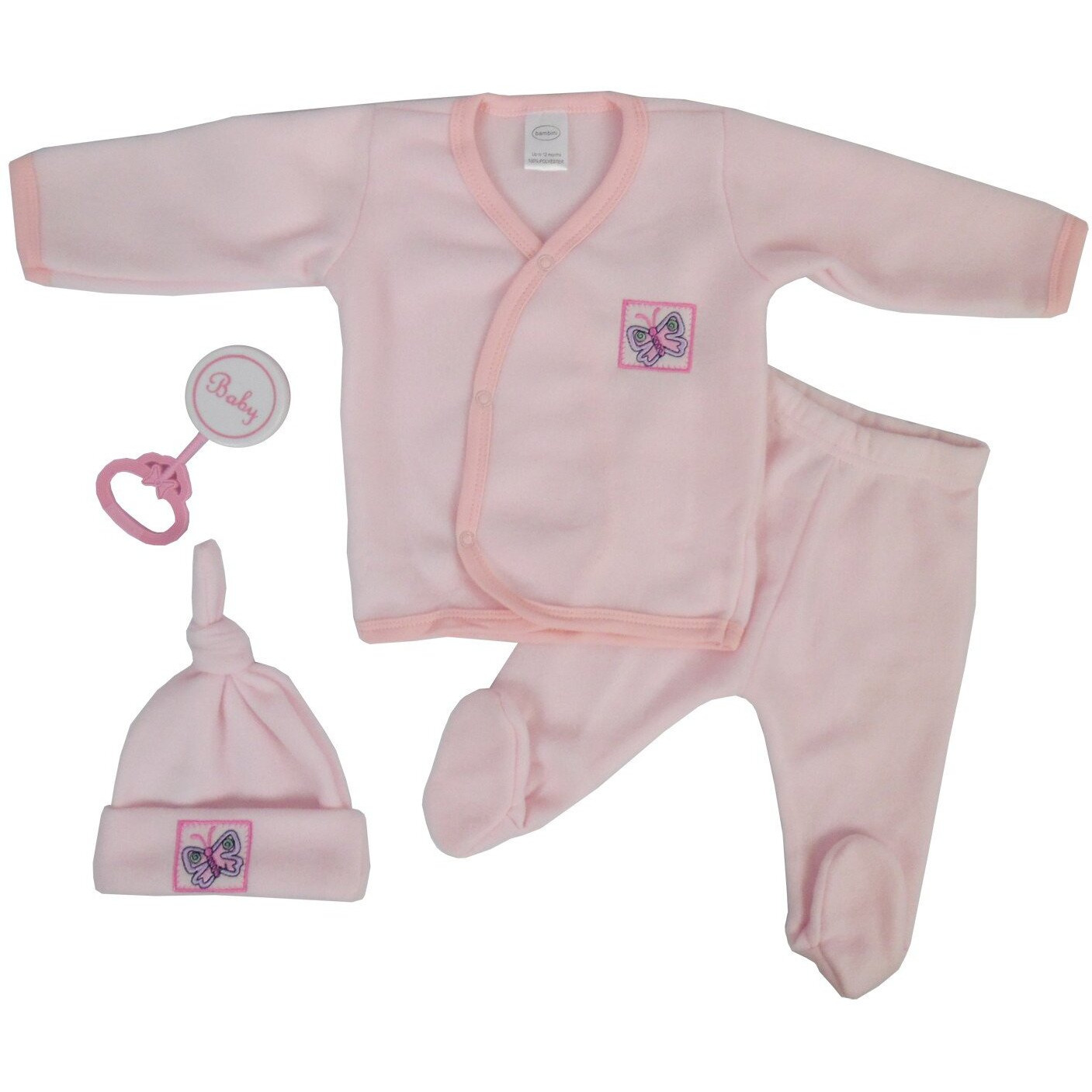 Bambini 4 Piece Fleece Set - Pink - Newborn