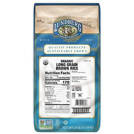 Lundberg Family Farms Organic Long Grain Brown Rice - Case Of 25 Lbs(D0102H5Wum6)