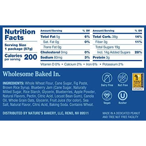 Nature   S Bakery Whole Wheat Fig Bars  Blueberry  Real Fruit  Vegan  Non-Gmo  Snack Bar  Twin Packs- 12 Count