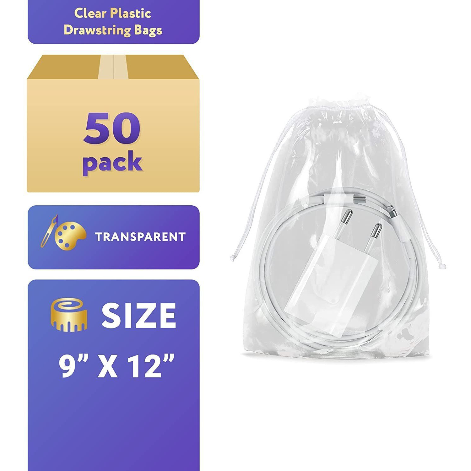 Clear Drawstring Bags 8 X 10 Pack Of 100 Waterproof Drawstring Gift Bags 2 Mil Polyethylene Travel Shoe Bags For Packing Shipping Storage Shoe Dust Bags With Double Cotton Drawstrings(D0102Himlku)