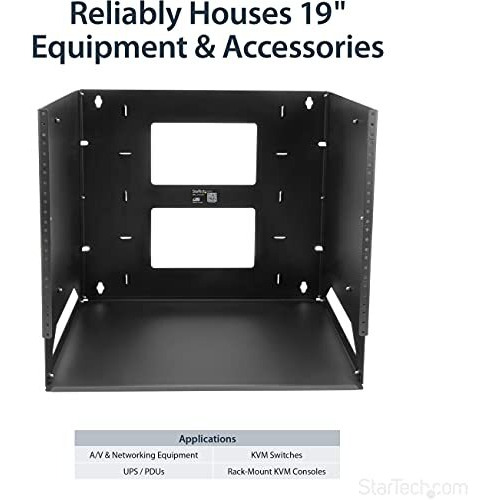 Startech.Com 2-Post 8U Open Frame Wall Mount Network Rack With Built-In Shelf  Wall Mount Data Rack With Adjustable Depth For Av / Computer / It Equipment  Taa Compliant Server Rack (Wallshelf8U)