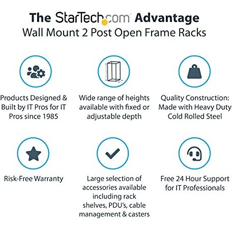 Startech.Com 12U 19"" Wall Mount Network Rack - Adjustable Depth 12-20"" 2 Post Open Frame Server Room Rack For Av/Data/ It Communication/Computer Equipment/Switch W/Cage Nuts & Screws (Rk12Walloa)