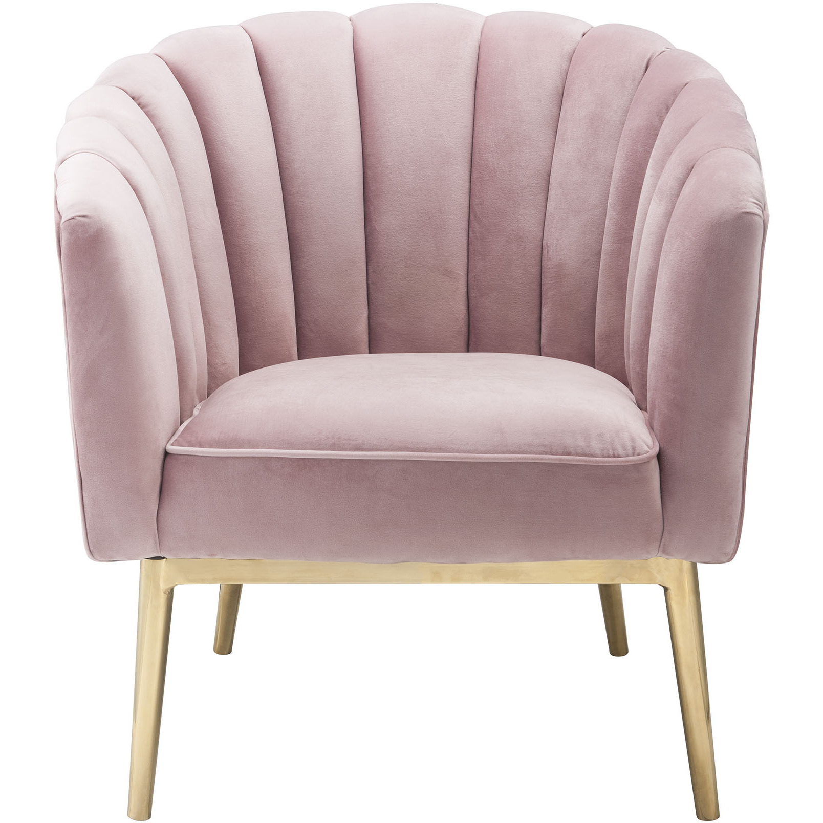 31"" X 32"" X 34"" Pink Velvet Gold Upholstery Wood Accent Chair