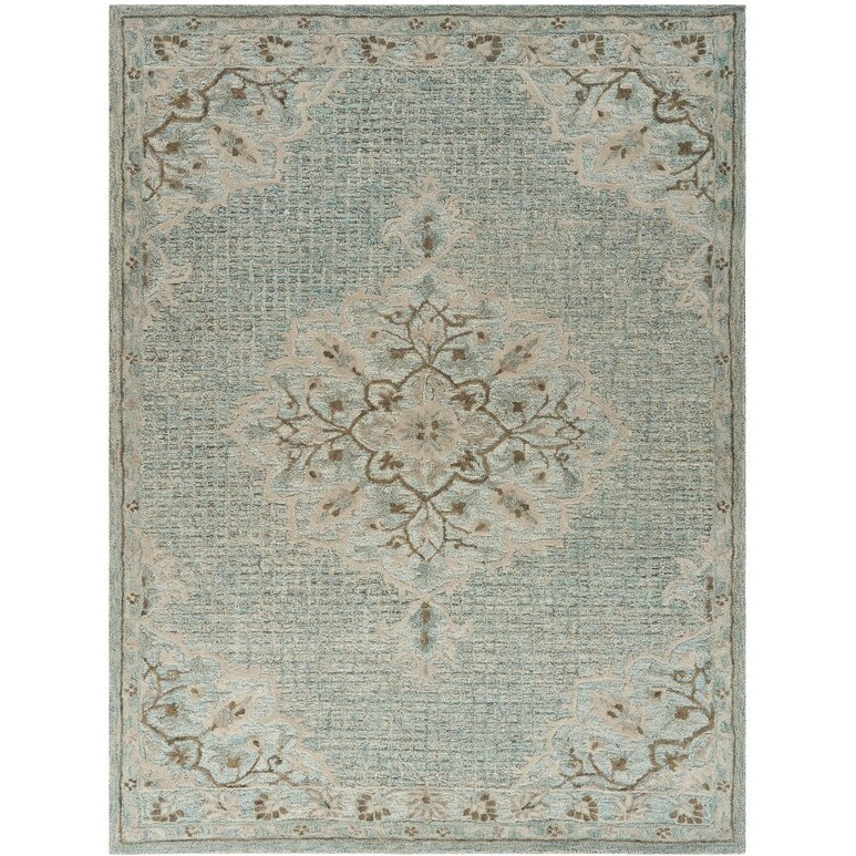 8 X 10 Blue And Beige Flor Medallion Area Rug