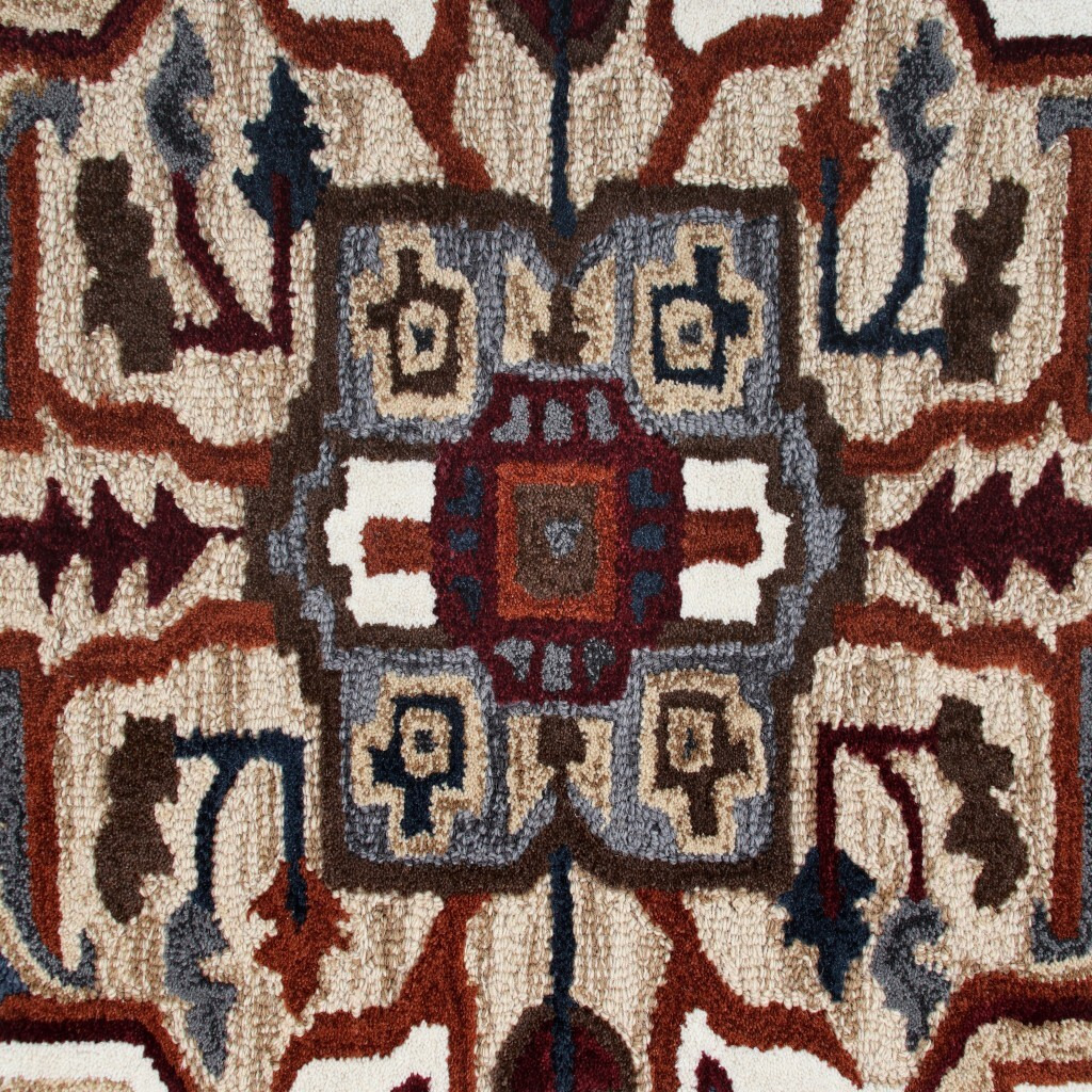 5 Maroon And Gray Medallion Area Rug