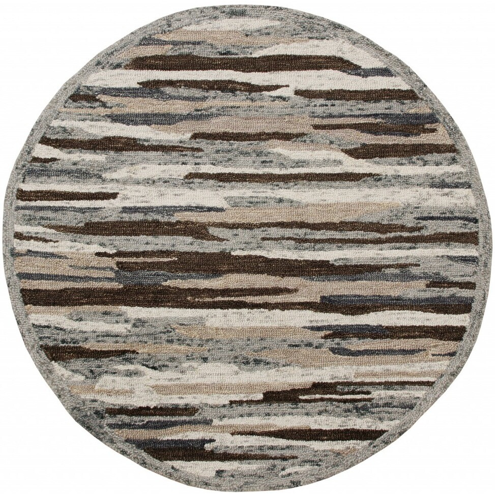 4 Round Brown And Gray Camouflage Area Rug